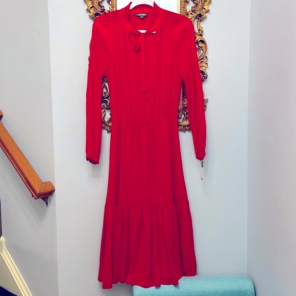 NWT Stunning Lauren Ralph Lauren Red Dress $185+ ❤️❤️ - Picture 1 of 11